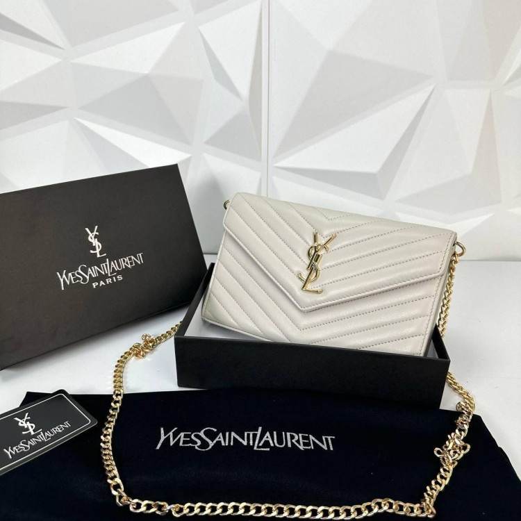 YVES SAİNT LAURENT (YSL) QUİLTED ZARF BEJ